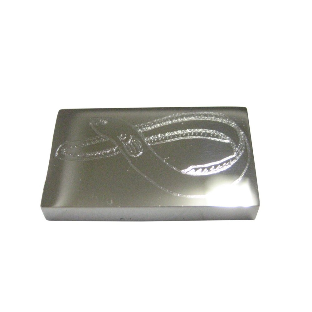 Silver Toned Rectangular Etched Eel Fish Magnet - image 1